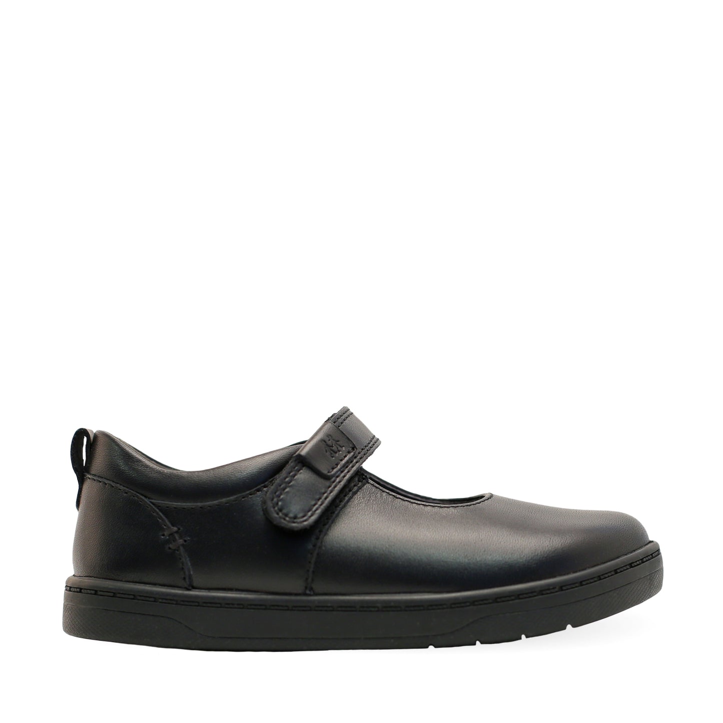 A girls Mary-Jane School shoe by Start-Rite, style Mystery, in black leather with vecro fastening. Right side view.