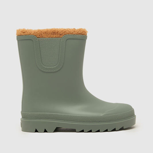 A lined welly by Igor, style Tokio Borreguito, in grey with tan fur lining. Right side view.