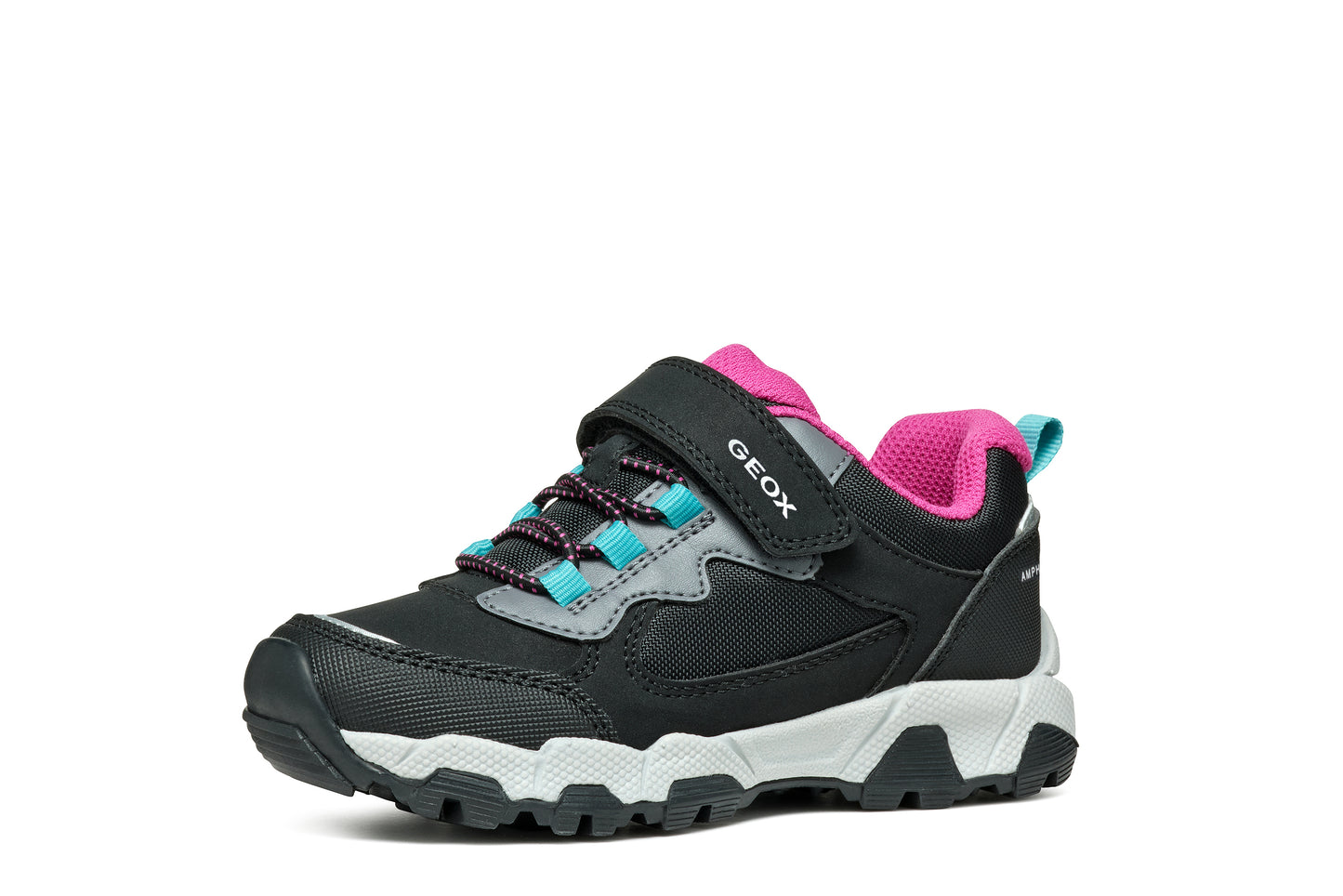 Geox | Magnetar Girl | J464LA | Girls Velcro Waterproof Trainer | Black/ Pink