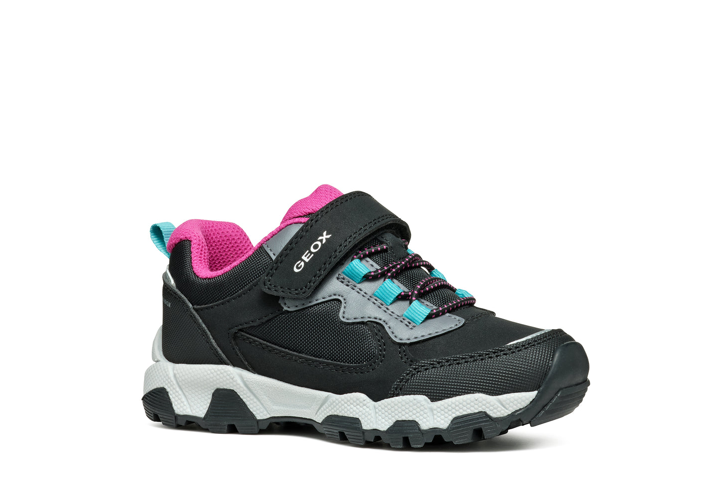 Geox | Magnetar Girl | J464LA | Girls Velcro Waterproof Trainer | Black/ Pink