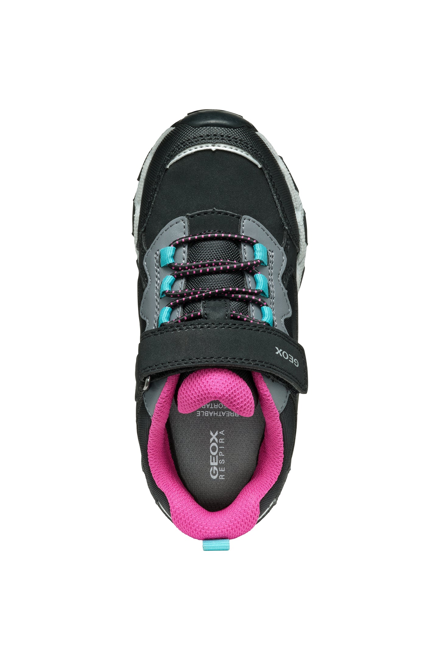 Geox | Magnetar Girl | J464LA | Girls Velcro Waterproof Trainer | Black/ Pink