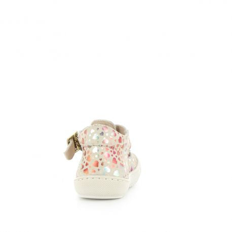 Bopy | Japana | Girls T-bar Shoe | White / Multi Heart