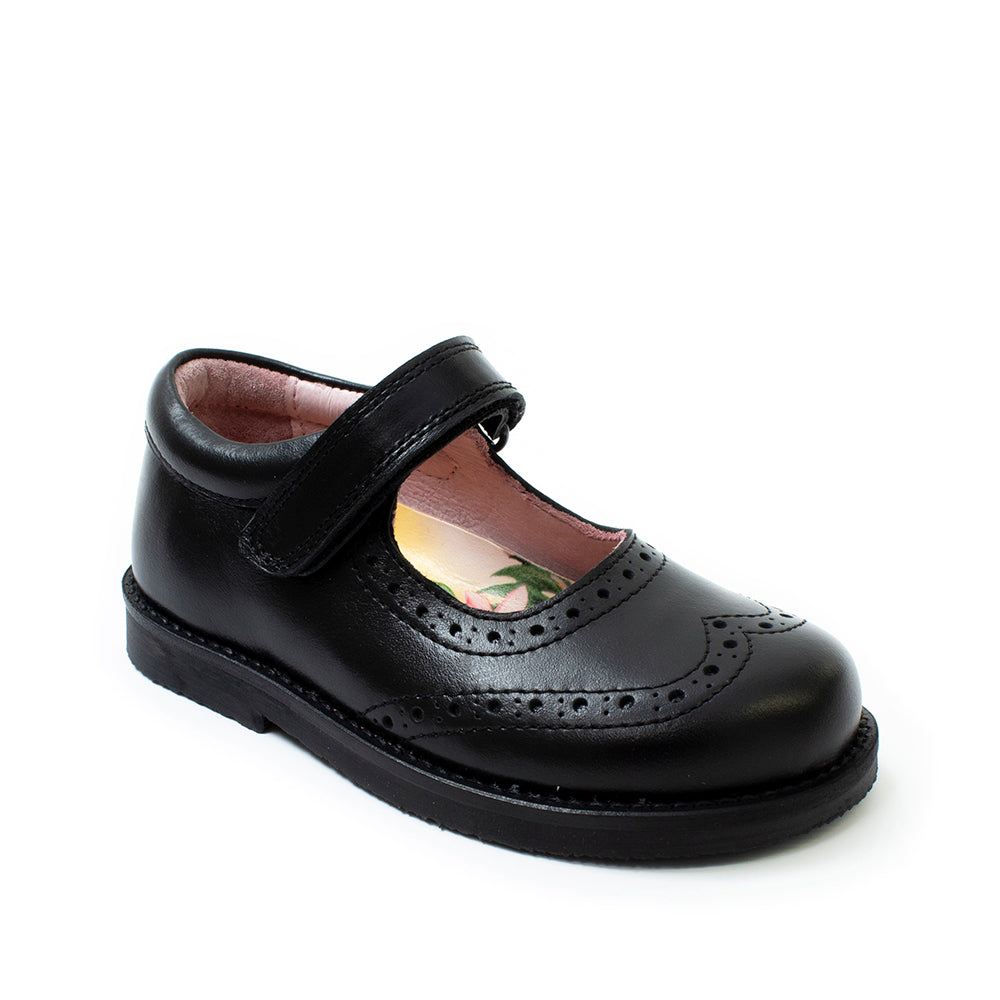 Petasil | Claret 2 | Girls Velcro School Shoe | Black Leather – Pitter ...