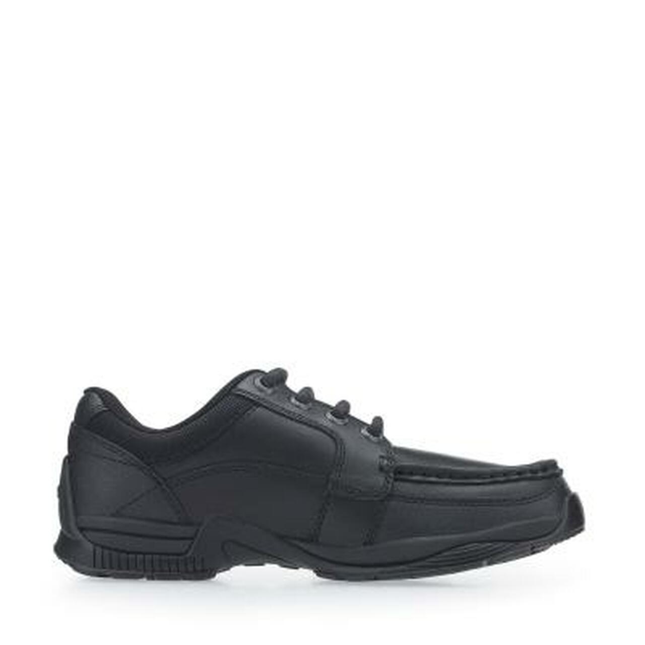 A boys school shoe by Start Rite,style Dylan, in black leather with lace up fastening. Right side view.