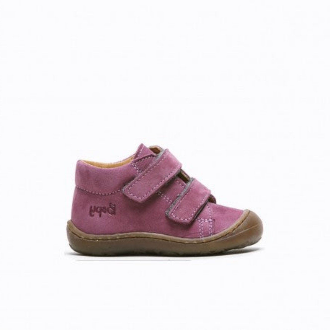 A girls ankle boot by Bopy ,style Jamel, in pink with double velcro fastening.. Left side view
